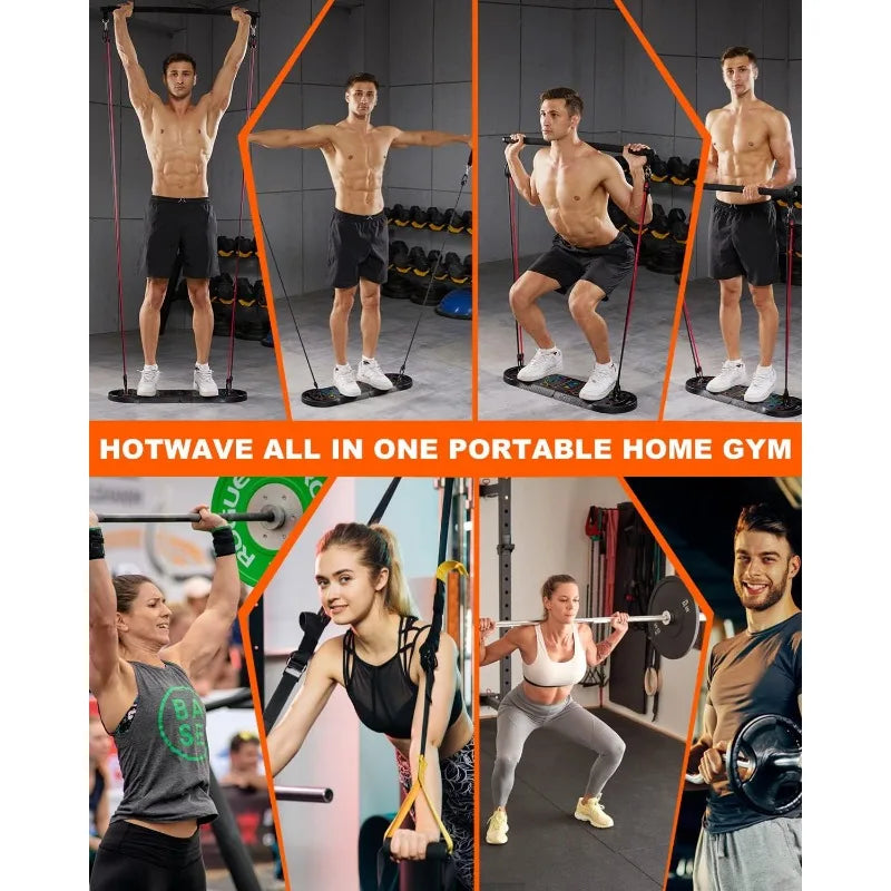 HOTWAVE Portable Exercise Equipment with 16 Gym Accessories.20 in 1 Push up Board Fitness,Resistance Bands with Ab Roller