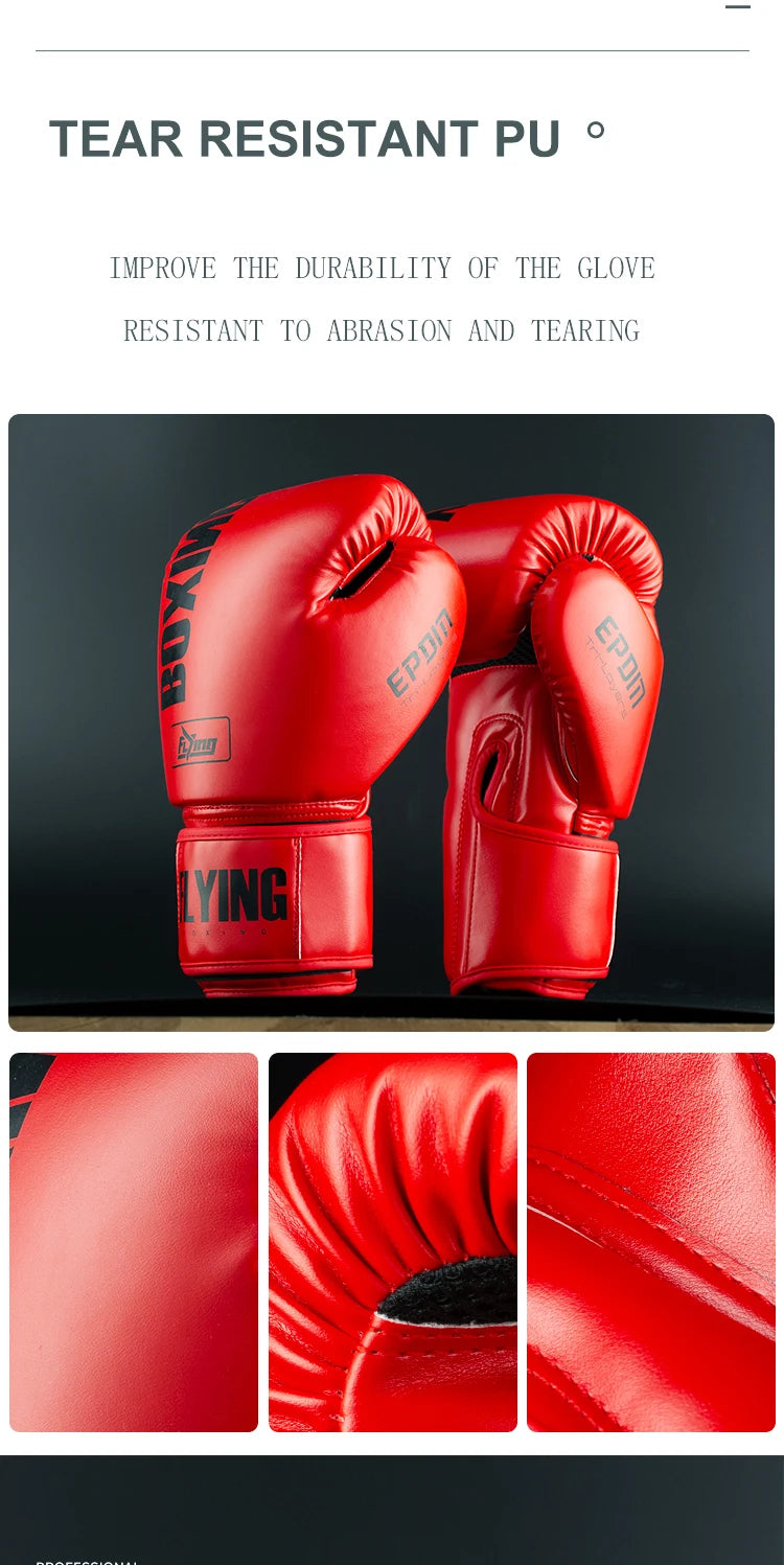 FIVING 10 12 14oz Boxing Gloves PU Leather Muay Thai Guantes De Boxeo Free Fight MMA Sandbag Training Glove For Men Women Kids