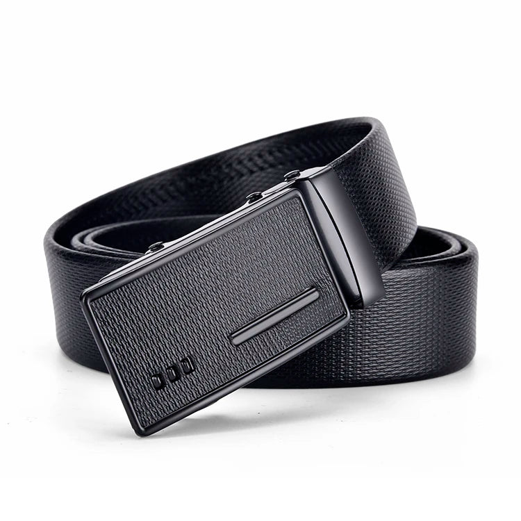 High Quality Men Leather Belt Metal Automatic Buckle Work Business Black Cowskin PU Strap