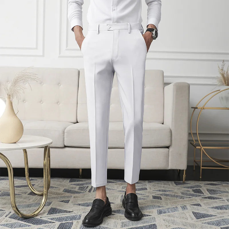 Spring New Men Non-iron Fabric Dress Pants Slim Straight British Casual Suit Pants Male Business Suit Pants Y2k Men Clothing