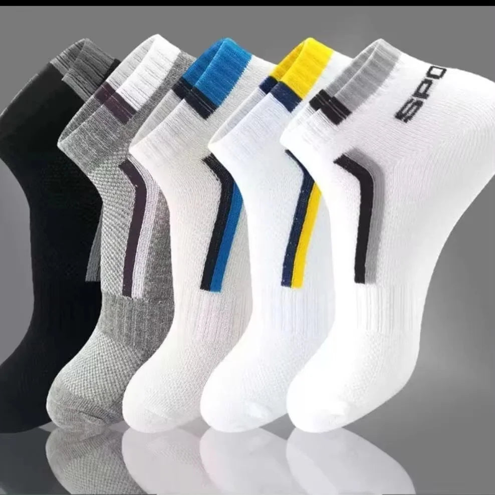 5 Pairs Sports Breathable Low Cut Boat Socks Spring Summer Cotton Striped Sports Korean Preppy Style Men Socks