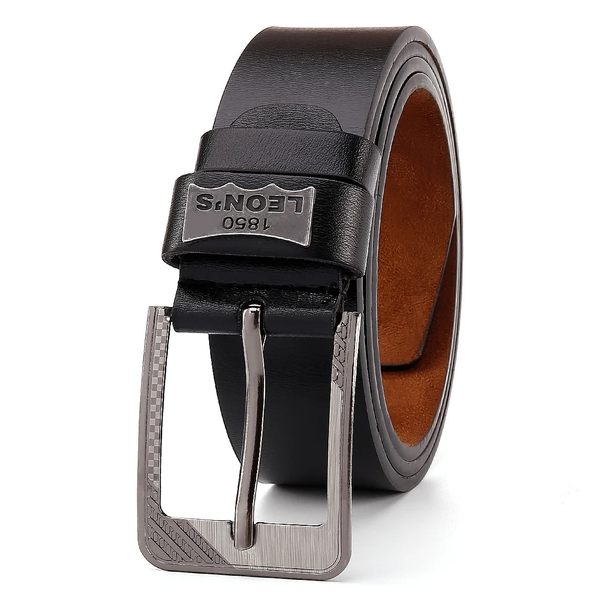 【LEON＇S】 Buckle  Leather Casual Jeans Belt Men High Quality Retro Luxury Male Strap Cintos 3 Colors 2023 NEW