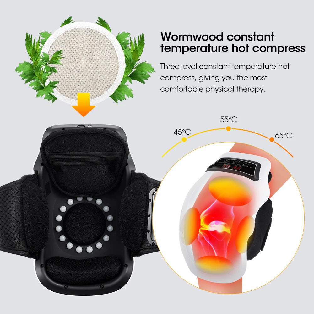 Electric Knee Temperature Massager Heated Vibration Massage Infrared Knee Pad Hot Compress Leg Joint Brace Blood Circulation