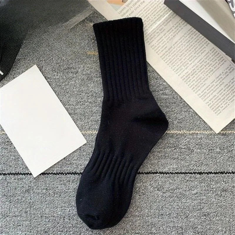 5 Pairs Men's High Rubber Band Waist Couple Mid Tube Sports Solid Socks Spring/Summer Basketball Socks Four Seasons