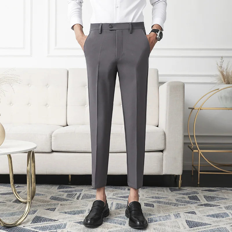 Spring New Men Non-iron Fabric Dress Pants Slim Straight British Casual Suit Pants Male Business Suit Pants Y2k Men Clothing