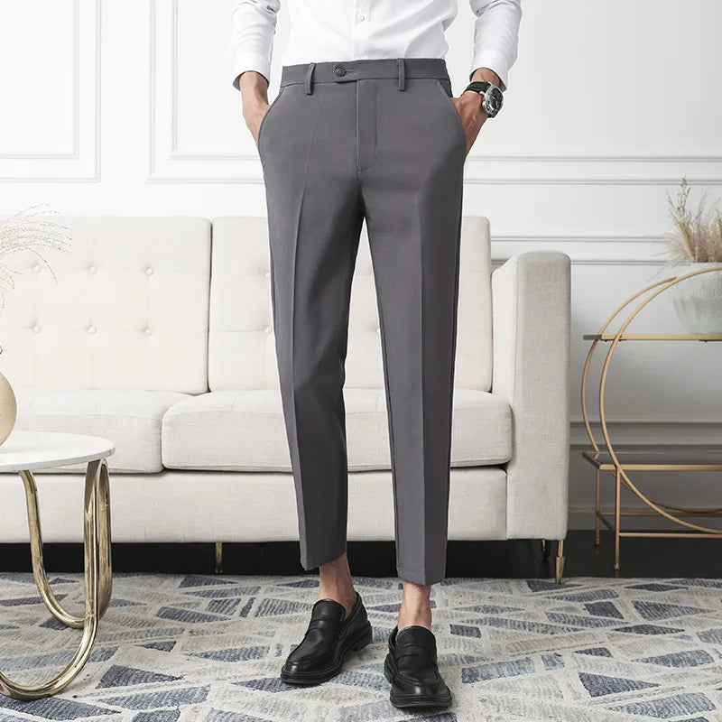 Spring New Men Non-iron Fabric Dress Pants Slim Straight British Casual Suit Pants Male Business Suit Pants Y2k Men Clothing