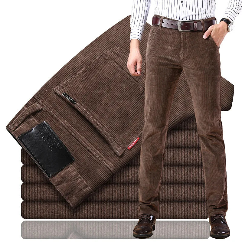 Spring Autumn Men's Y2k Corduroy Streetwear Pants Gentleman Casual Business Work Wide Leg Straight Trouser