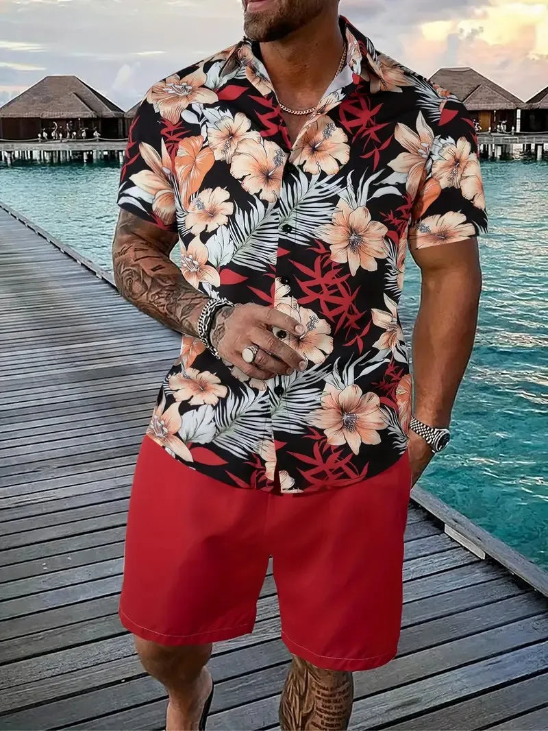 Men's Shirt Suit Casual Trendy Beach Holiday Suit Quick-drying Fabric Loose Fit Summer New Suitable For Dating/Holiday S-5XL