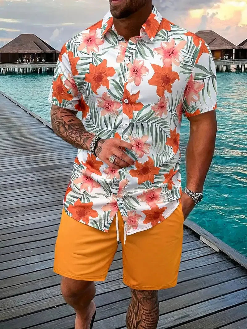 Men's Shirt Suit Casual Trendy Beach Holiday Suit Quick-drying Fabric Loose Fit Summer New Suitable For Dating/Holiday S-5XL