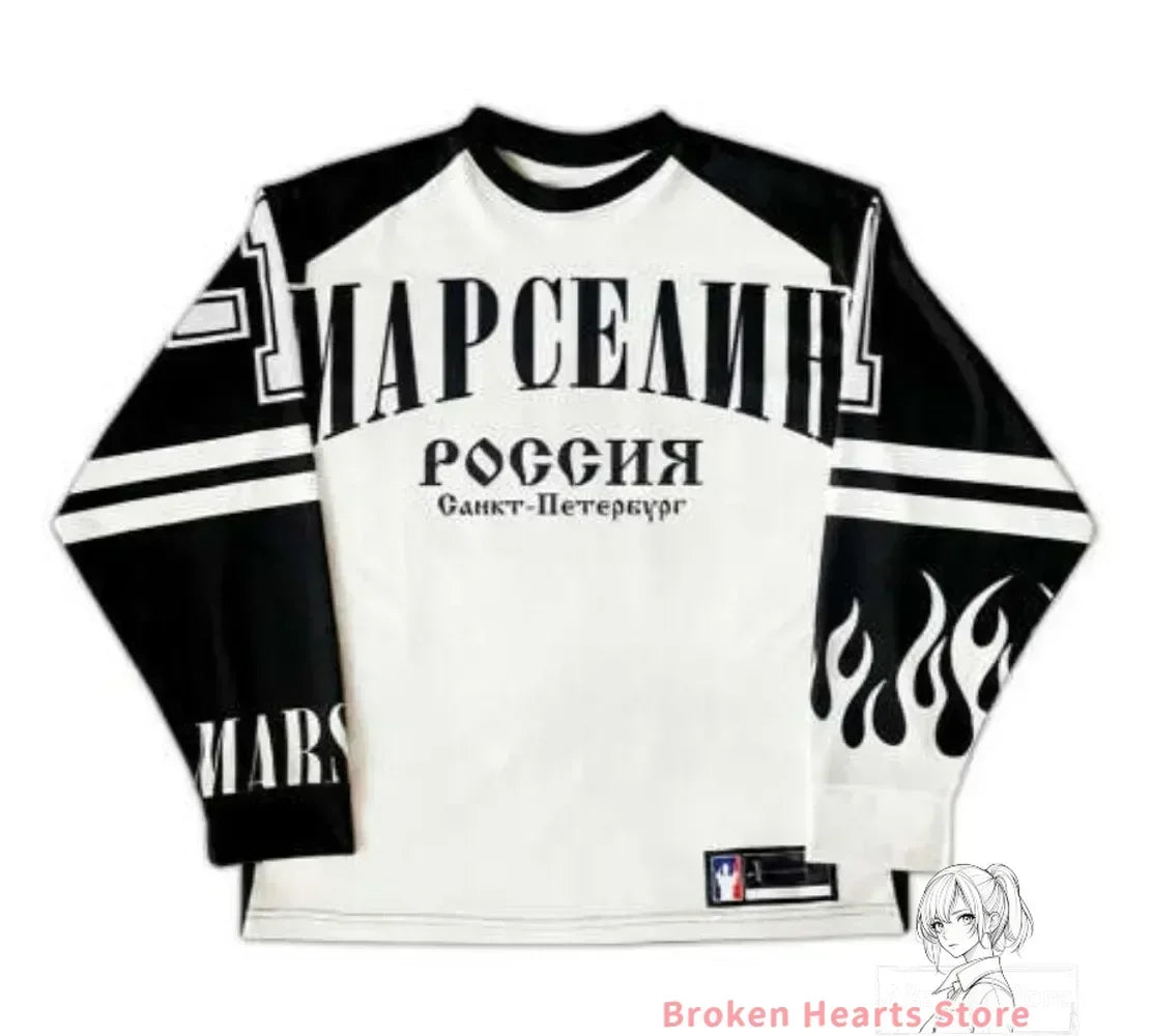 Casual Fashion Harajuku Y2K Hip-hop Sprots Long Sleeves T-shirts Men Streetwear Loose Baseball Jersey Casual Tops Men Clothing