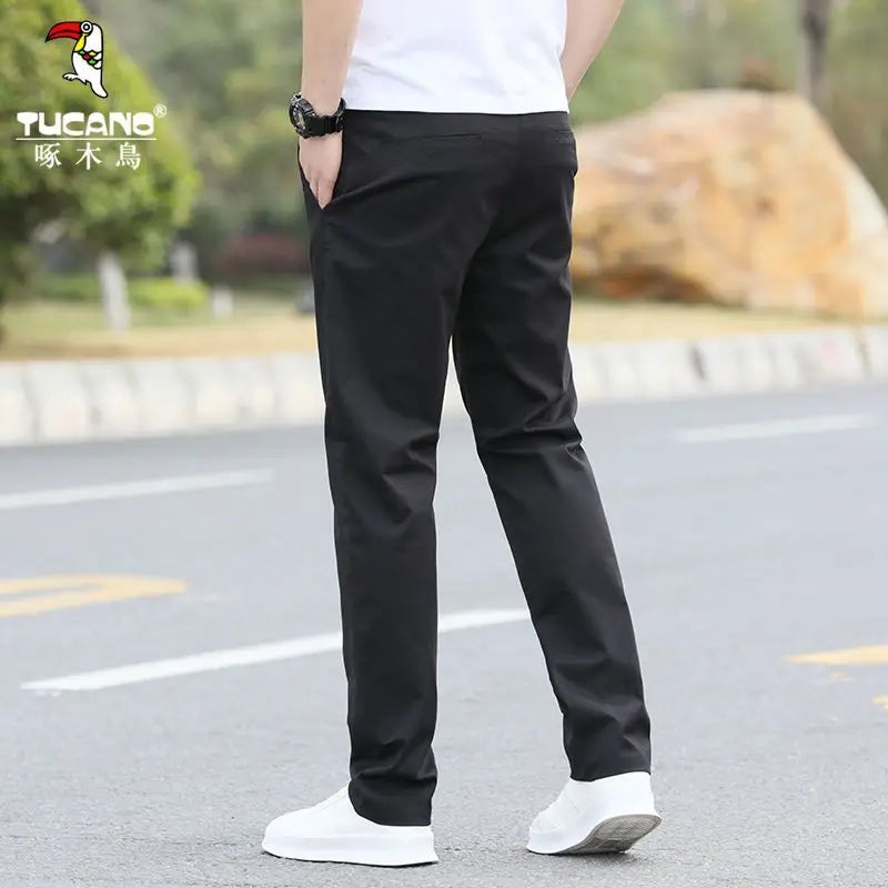 Male Trousers Cotton Formal Work Baggy Straight Men's Casual Pants Loose Dress Polyester Y2k Slacks Sale Cheap Korean Style Long