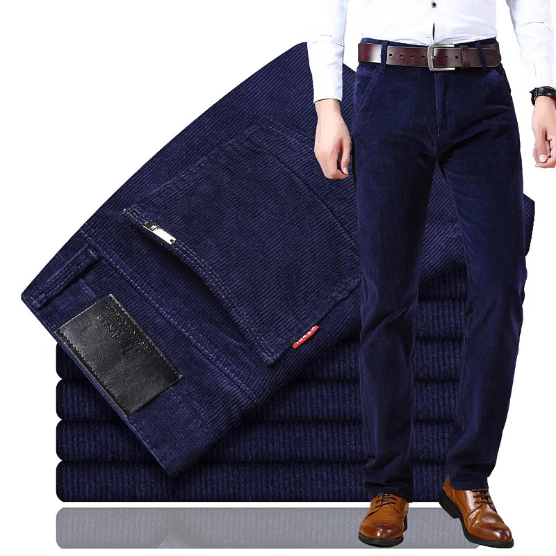 Spring Autumn Men's Y2k Corduroy Streetwear Pants Gentleman Casual Business Work Wide Leg Straight Trouser