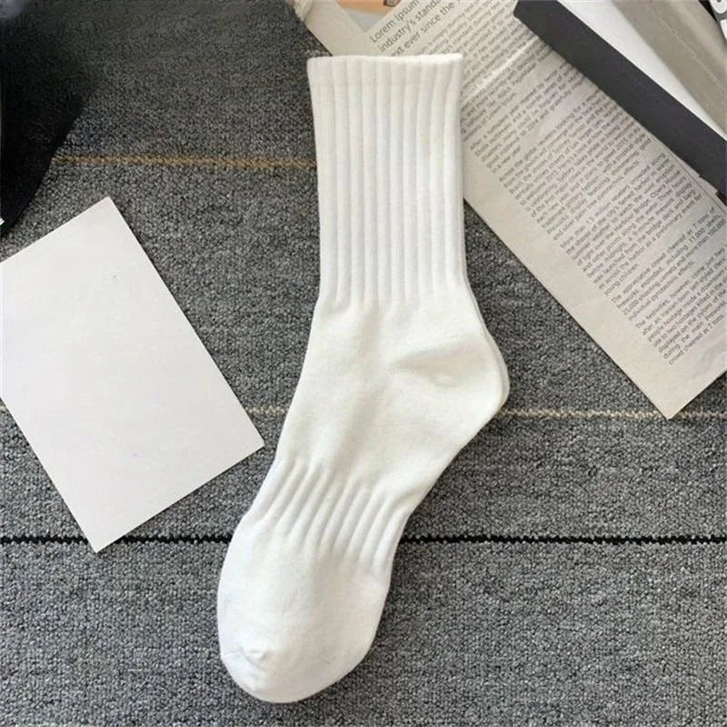 5 Pairs Men's High Rubber Band Waist Couple Mid Tube Sports Solid Socks Spring/Summer Basketball Socks Four Seasons