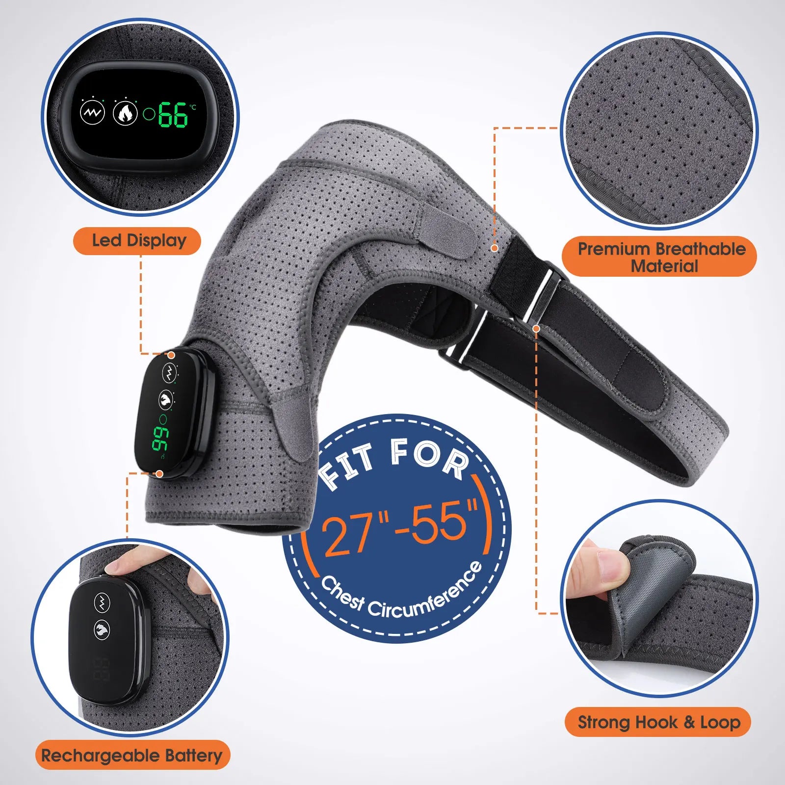 Electric Shoulder Massager Thermal Physiotherapy Elbow Support Belt Vibrator Arthritis Joint Pain Relief Knee Heated Massage