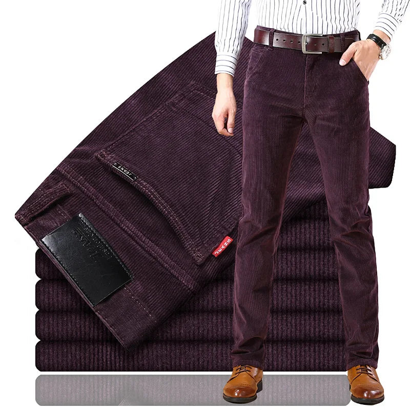 Spring Autumn Men's Y2k Corduroy Streetwear Pants Gentleman Casual Business Work Wide Leg Straight Trouser