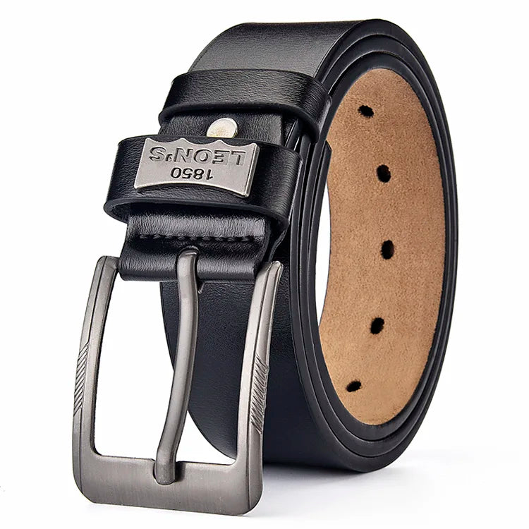 【LEON＇S】 Buckle  Leather Casual Jeans Belt Men High Quality Retro Luxury Male Strap Cintos 3 Colors 2023 NEW