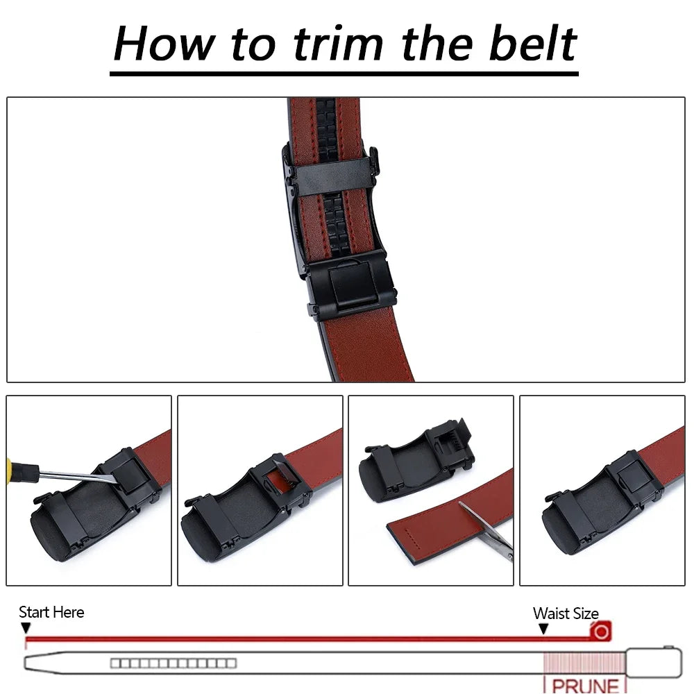 Men Belts Leather Waist Strap Male Automatic Buckle Waistband Mens High Quality Girdle Belts for Women Men Gifts 105 115  125cm