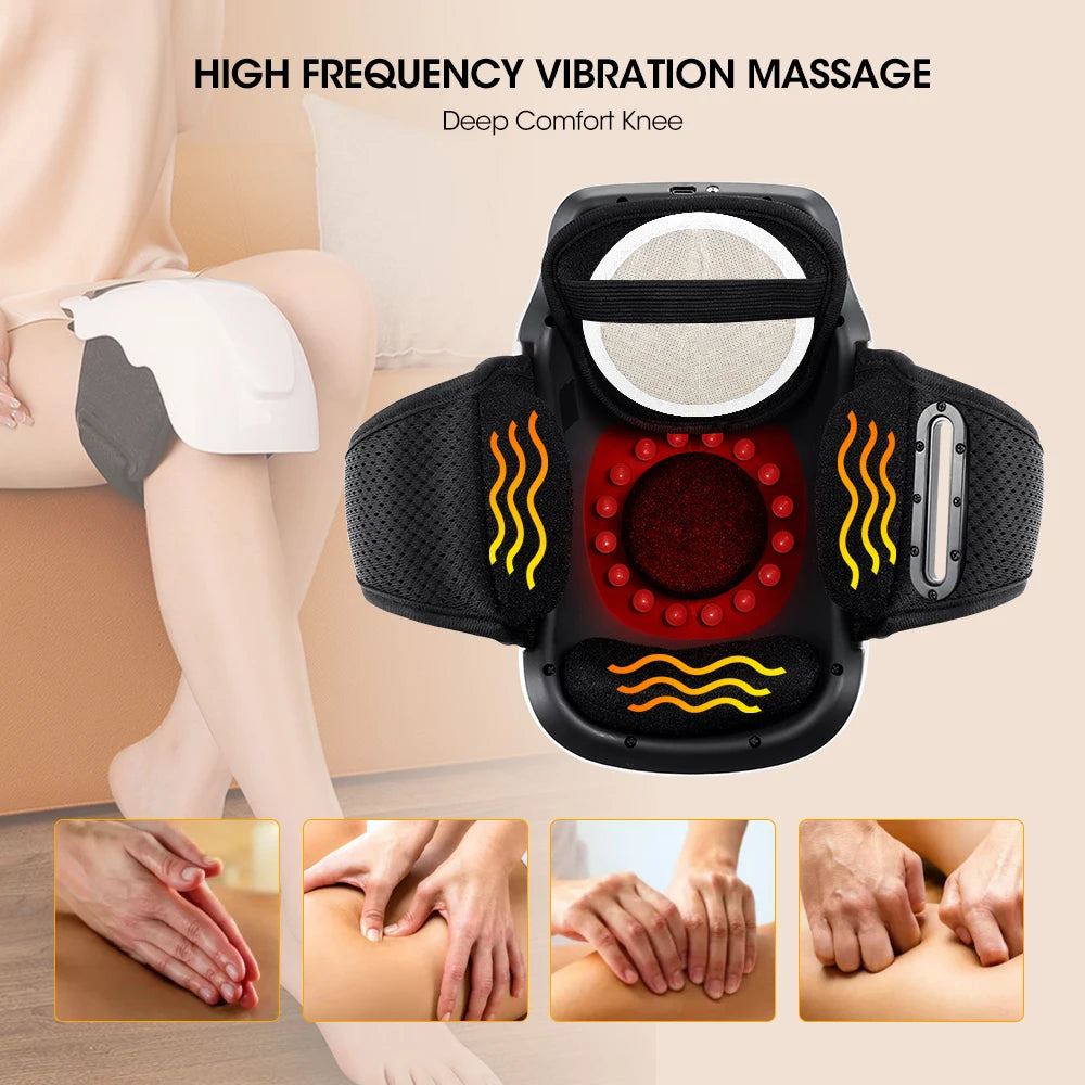 Electric Knee Temperature Massager Heated Vibration Massage Infrared Knee Pad Hot Compress Leg Joint Brace Blood Circulation