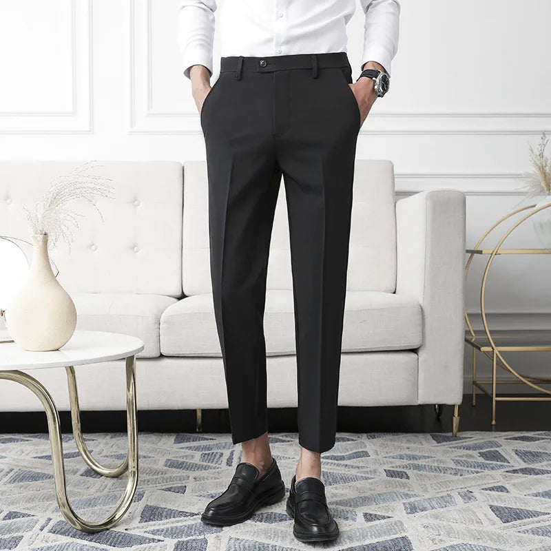 Spring New Men Non-iron Fabric Dress Pants Slim Straight British Casual Suit Pants Male Business Suit Pants Y2k Men Clothing