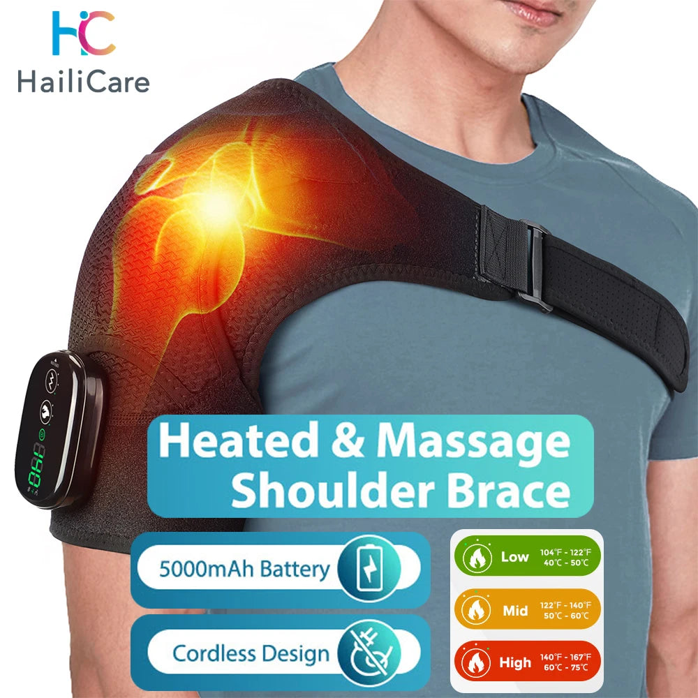 Electric Shoulder Massager Thermal Physiotherapy Elbow Support Belt Vibrator Arthritis Joint Pain Relief Knee Heated Massage