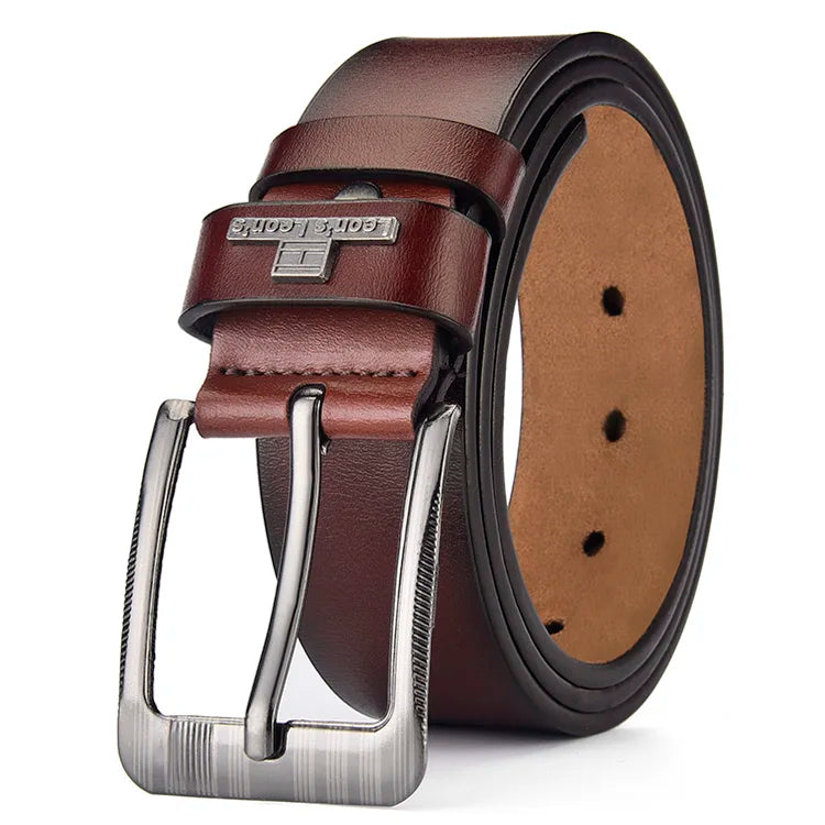 【LEON＇S】 Buckle  Leather Casual Jeans Belt Men High Quality Retro Luxury Male Strap Cintos 3 Colors 2023 NEW