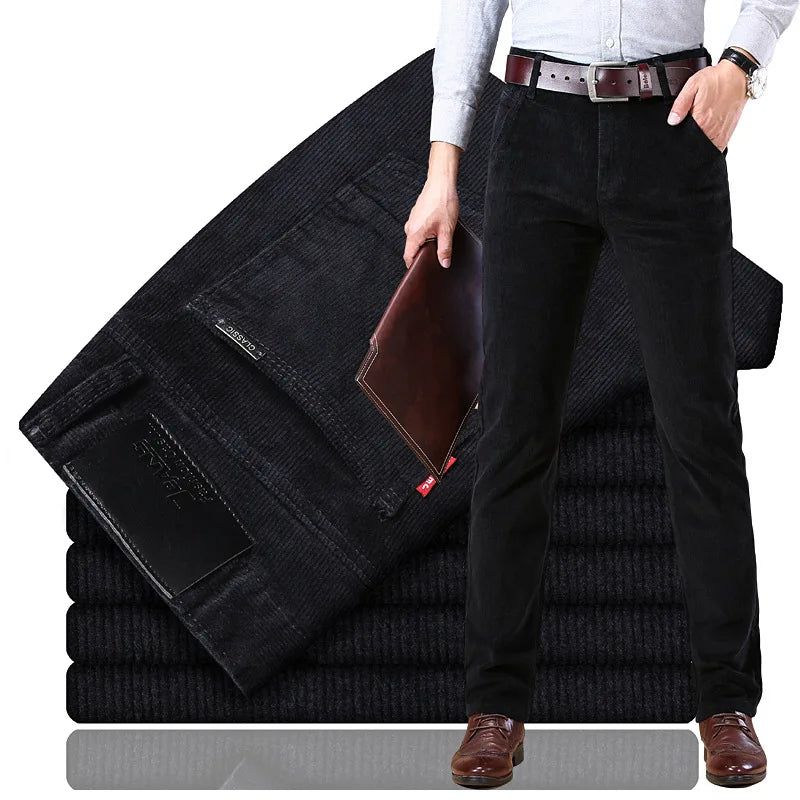 Spring Autumn Men's Y2k Corduroy Streetwear Pants Gentleman Casual Business Work Wide Leg Straight Trouser