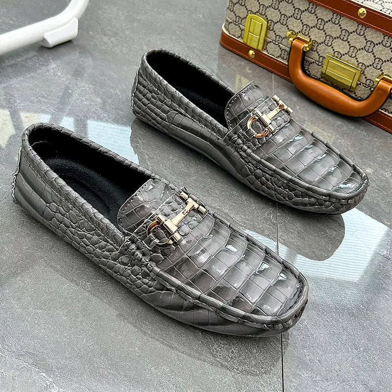 High Quality Snakeskin Leather Men Loafers Green Luxury Men Casual Shoes Comfort Lightweight Macasin Shoes For Men Plus Size 48