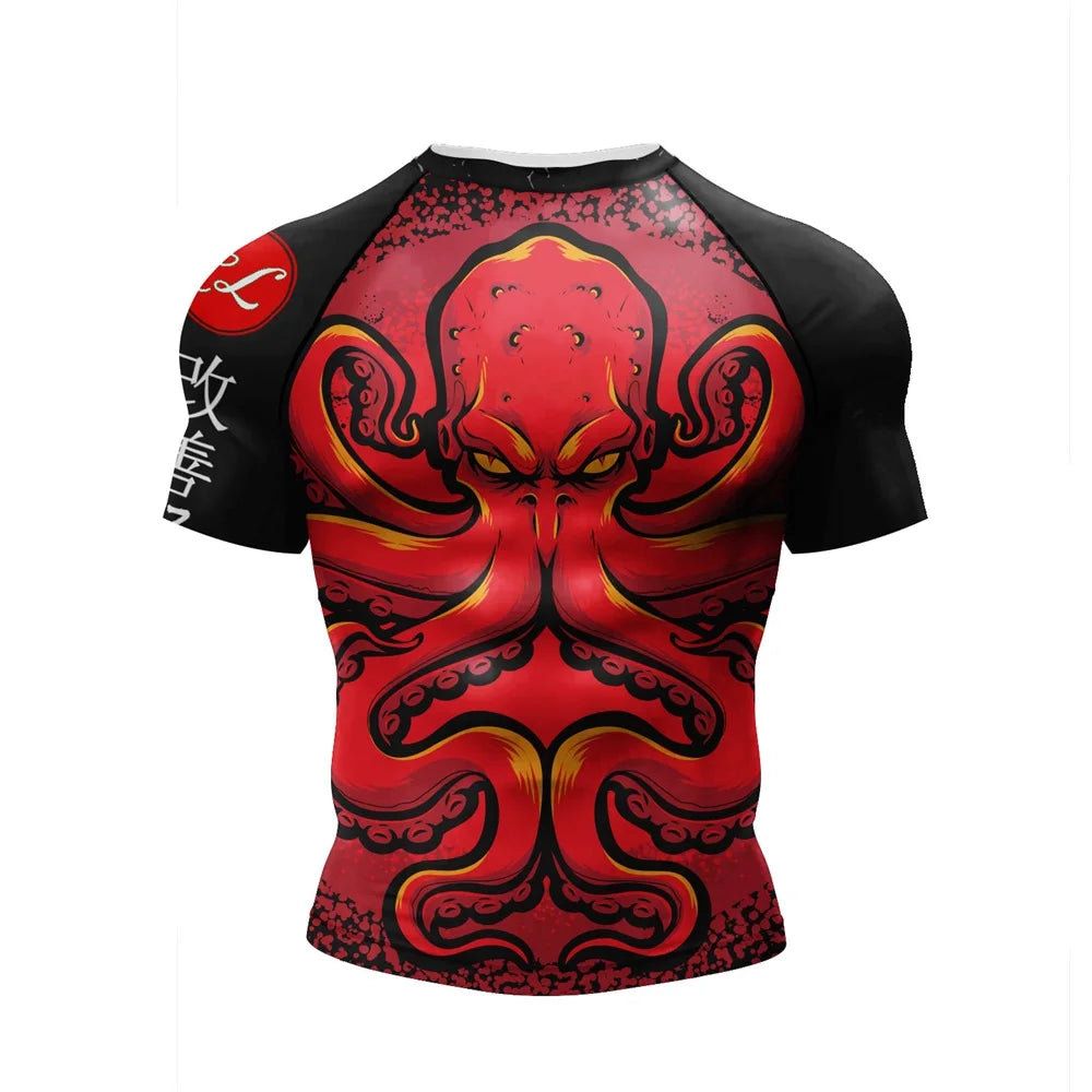 New Compression MMA Rashguard T-shirt Men's Running Muay Thai Shorts Rash Guard Sports Gym Bjj Gi Boxing Jerseys