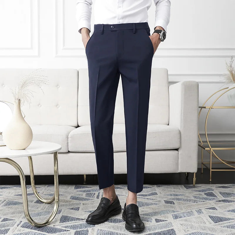 Spring New Men Non-iron Fabric Dress Pants Slim Straight British Casual Suit Pants Male Business Suit Pants Y2k Men Clothing