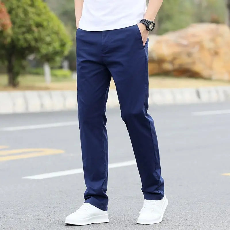 Male Trousers Cotton Formal Work Baggy Straight Men's Casual Pants Loose Dress Polyester Y2k Slacks Sale Cheap Korean Style Long