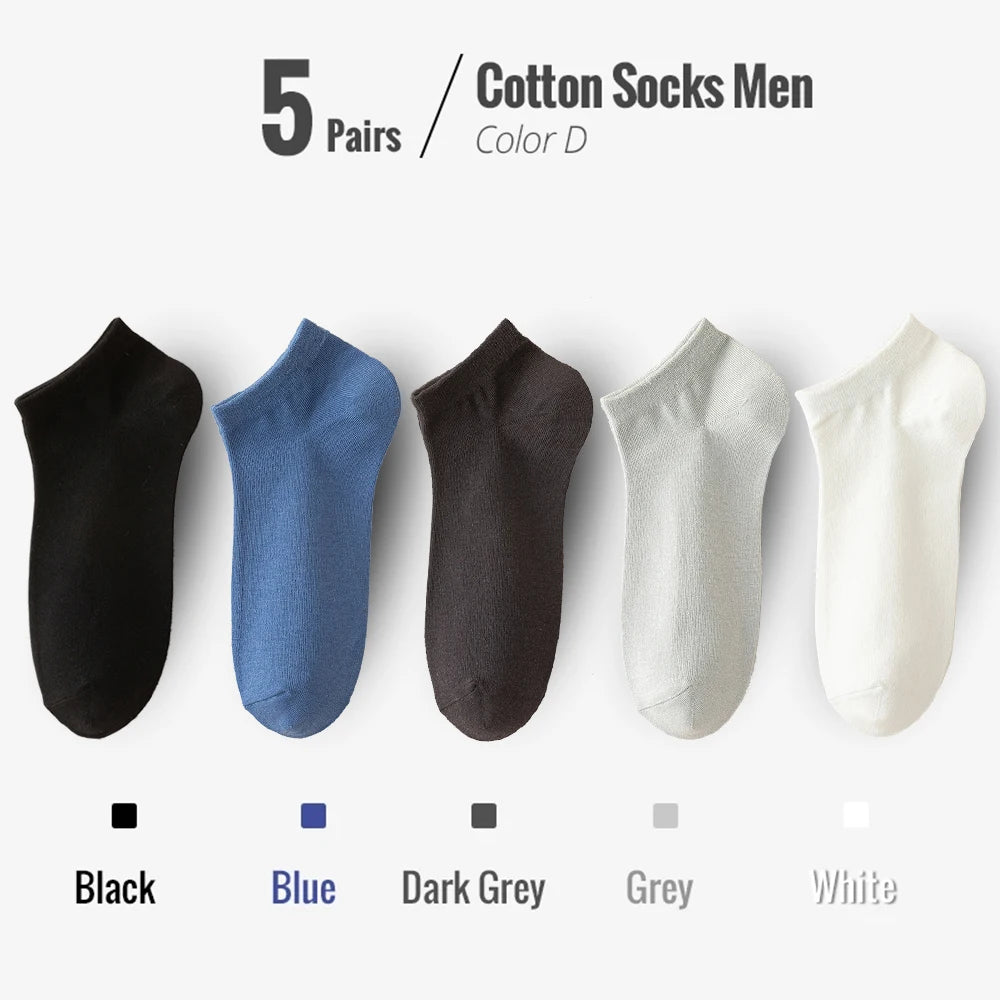 95% Combed Cotton Socks Men Business Dress Short Socks Soft Breathable Spring Summer Colorful Sock For Man 5Pairs/Lot Ankle Sock