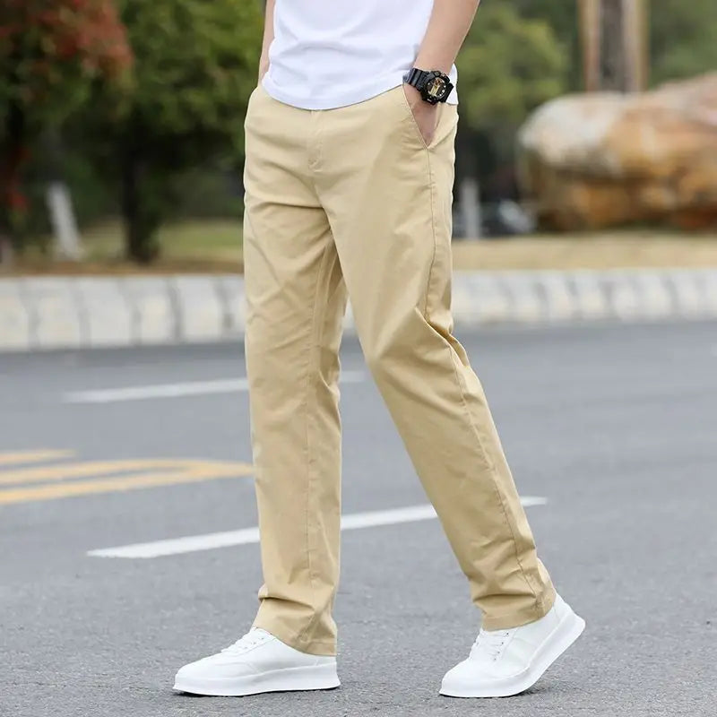 Male Trousers Cotton Formal Work Baggy Straight Men's Casual Pants Loose Dress Polyester Y2k Slacks Sale Cheap Korean Style Long