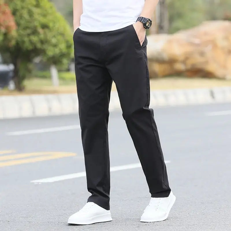 Male Trousers Cotton Formal Work Baggy Straight Men's Casual Pants Loose Dress Polyester Y2k Slacks Sale Cheap Korean Style Long