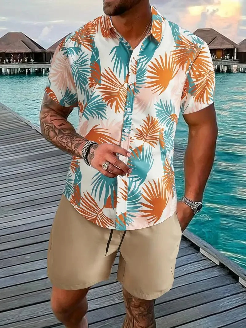 Men's Shirt Suit Casual Trendy Beach Holiday Suit Quick-drying Fabric Loose Fit Summer New Suitable For Dating/Holiday S-5XL