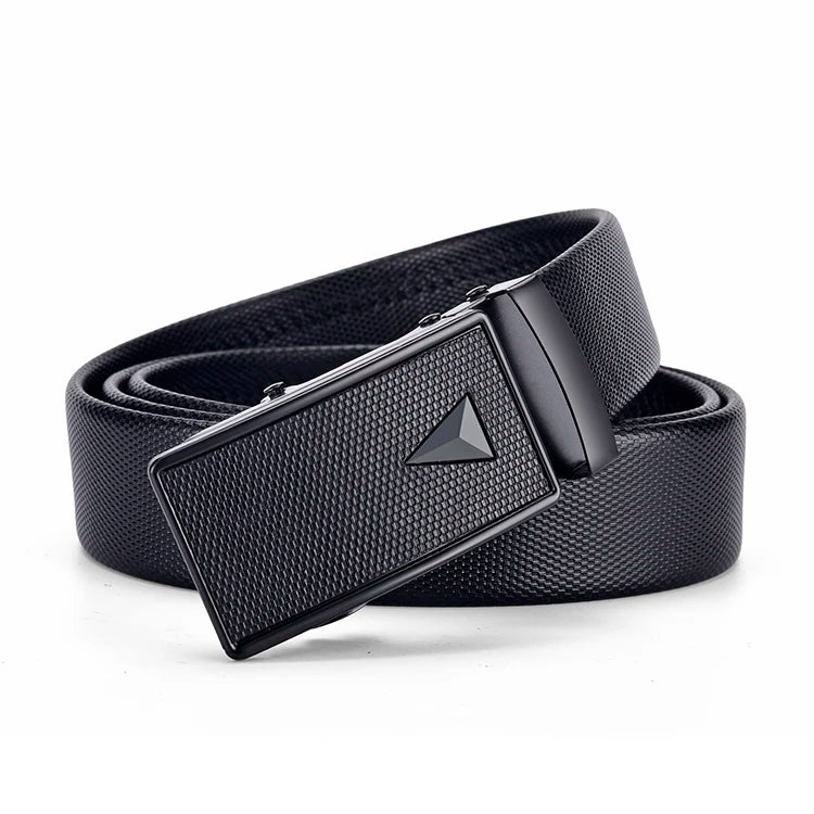 High Quality Men Leather Belt Metal Automatic Buckle Work Business Black Cowskin PU Strap