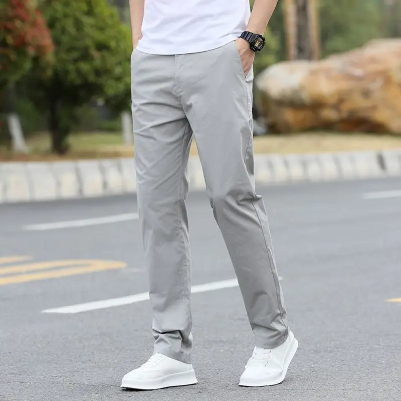 Male Trousers Cotton Formal Work Baggy Straight Men's Casual Pants Loose Dress Polyester Y2k Slacks Sale Cheap Korean Style Long