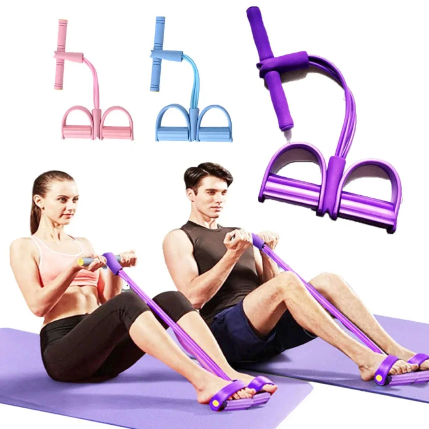 New Fitness Gum 4 Tube Resistance Bands Latex Pedal Exerciser Sit- Pull Rope Expander Elastic Bands Yoga Equipment Pilates Worko